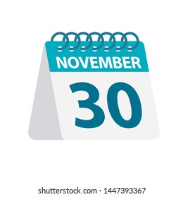 November 30 - Calendar Icon - Vector Illustration