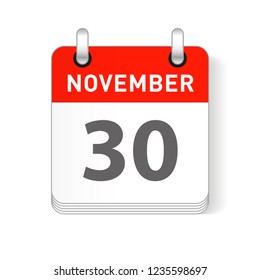 November 30 date visible on a page a day organizer calendar