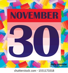 November 30 icon. For planning important day. Banner for holidays and special days. Thirtieth november icon. Vector Illustration.