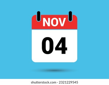 November 4 Calendar Date Flat Icon Day 4 Vector Illustration