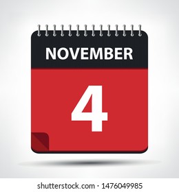 November 4 - Calendar Icon - Calendar design template - Business vector illustration.