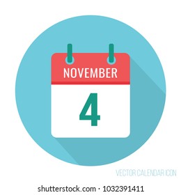 November 4 calendar icon flat