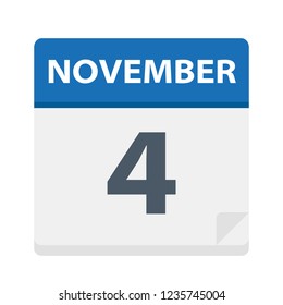 November 4 - Calendar Icon - Vector Illustration