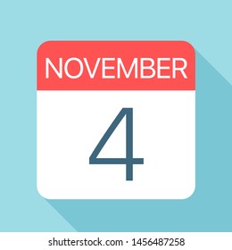 November 4 - Calendar Icon - Vector Illustration