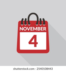 4 de novembro Ícone calendário ilustração vetorial.
