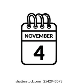 November 4 Calendar icon vector illustration.