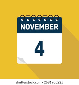 Ilustración vectorial de iconos de calendario del 4 de noviembre con diseño