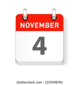 November 4 date visible on a page a day organizer calendar