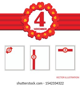 November 4 design icon. For planning important day. Blanks for holidays and special days. Vector illustration.