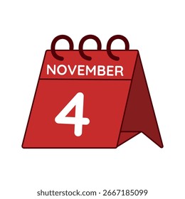 november 4 desk calendar vector on white background
Vector red calendar flat icon