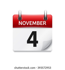 November  4. Vector flat daily calendar icon. Date and time, day, month. Holiday.