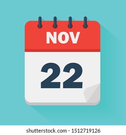 November 4th. Daily calendar icon in vector format.  Date, time, day, month. Holidays