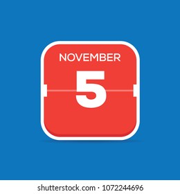 November 5 Calendar Flat Icon