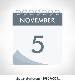 5 de noviembre - Icono del calendario - Ilustración del vector. Calendario gris.