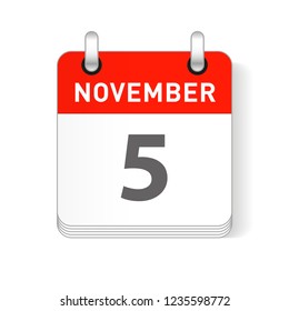 November 5 date visible on a page a day organizer calendar