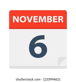 November 6 - Calendar Icon - Vector Illustration