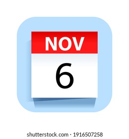 November 6. Calendar Icon. Vector Illustration.