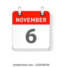 November 6 date visible on a page a day organizer calendar