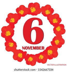 November 6 icon. For planning important day. Banner for holidays and special days. Vector illustration.