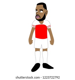 November 7, 2018: English Premier League Football Player Alexandre Lacazette Striker Of Arsenal Football Club. Vector Cartoon Illustration.