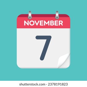7. November. Kalenderdatum.  Ein Blatt des Flip-Kalenders.