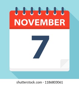 November 7 - Calendar Icon - Vector Illustration