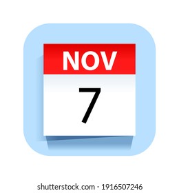 7 de noviembre. Icono de calendario. Ilustración vectorial.