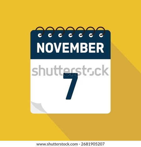 november 7 calendar icon vector illustration with design
