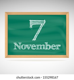 November 7, day calendar, school board, date