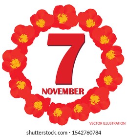 November 7 icon. For planning important day. Banner for holidays and special days. Vector illustration.