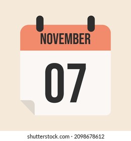 November 7th calendar, calendar page for meeting, work, welcome November