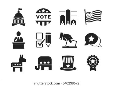 November 8, 2016: The United States Presidential Election Of 2016. Political Icons Set For Infographics