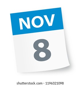 November 8 - Calendar Icon - Vector Illustration
