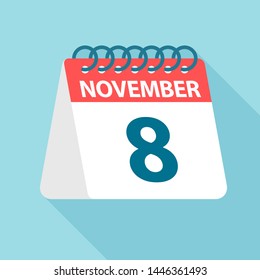 November 8 - Calendar Icon - Vector Illustration