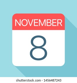 November 8 - Calendar Icon - Vector Illustration
