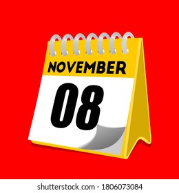 November 8 calendar icon vector illustration
