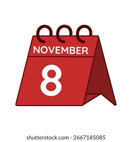 november 8 desk calendar vector on white background
Vector red calendar flat icon