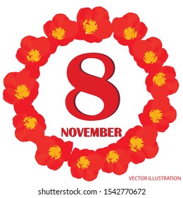 November 8 icon. For planning important day. Banner for holidays and special days. Vector illustration.