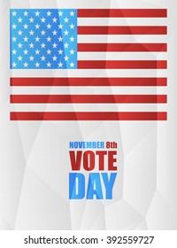 November 8th, vote day in America, on polygonal background, geometric shapes, vector illustration 