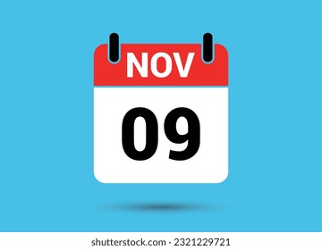 November 9 Kalenderdatum flaches Symbol Tag 9 Vektorgrafik