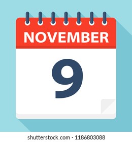 November 9 - Calendar Icon - Vector Illustration