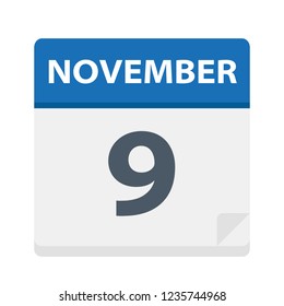 November 9 - Calendar Icon - Vector Illustration