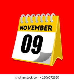 November 9 calendar icon vector illustration