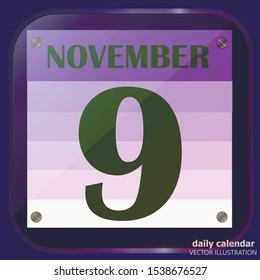 November 9 icon. For planning important day. Banner for holidays and special days. Vector illustration.