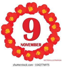 November 9 icon. For planning important day. Banner for holidays and special days. Vector illustration.