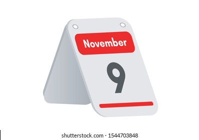 November 9th Calendar Icon Day 9 Stock Vector (Royalty Free) 1544703848