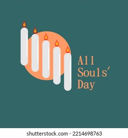 November All Souls Day Type Vector Illustration  With Candle And Candlelight Icon. Premium And Luxury Design Template. 
Suitable For Poster, Banners, Campaign And Greeting Card. Green Background