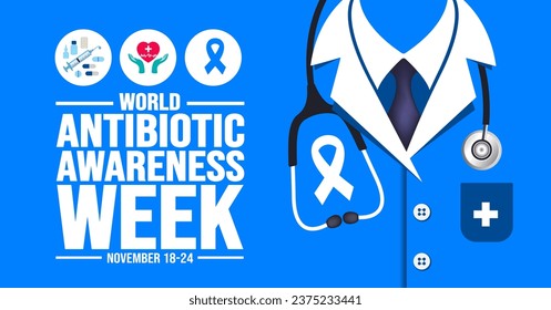 November is Antibiotic Awareness Week background template. Holiday concept. background, banner, placard, card, and poster design template with text inscription and standard color. vector illustration.