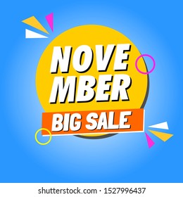 November Big Sale Label Promotion Vector for Poster, Banner, Flyer and Advertising