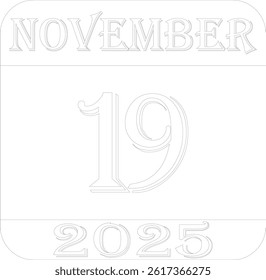 November calendar 2025 line art icon.Simple design for business,print media,advertisement.Calendar Event schedule date icon on white background.Agenda plan,nov month schedule calendar and Time planner